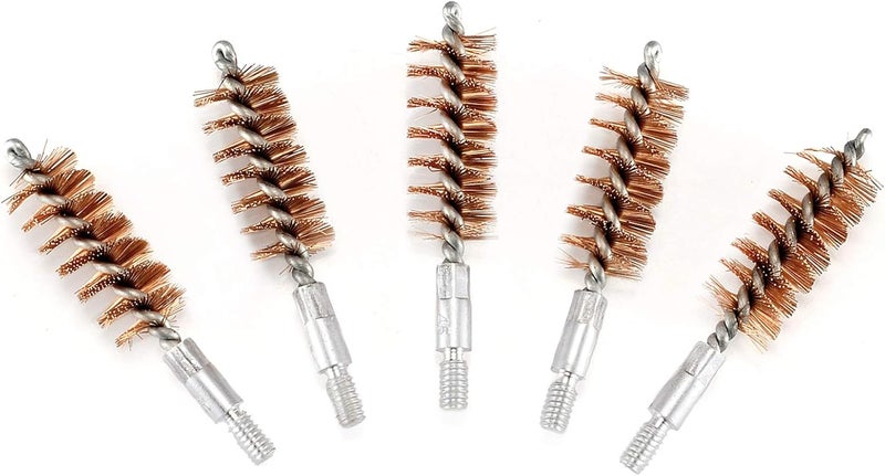 BOOSTEADY 5 Pcs Phosphor Bristle Bronze Bore Gun Cleaning Brush for Pistol Shotgun with 50 Professional Square Patches Multi-Caliber - Image 5